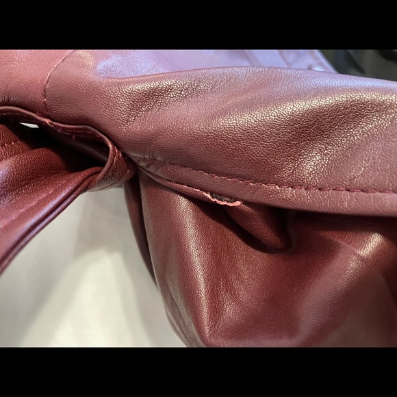 Burgundy Leather Shirt Jacket - Picture 7 of 11